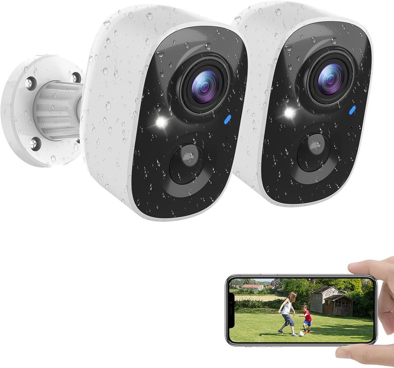 MaxiViz Security Cameras Wireless Outdoor, 2K Battery Powered WiFi Wireless Security Camera Outdoor, AI Motion Detection, Color Night Vision IP66 Weatherproof 2-Way Talk Siren Alarm SD/Cloud Storage, 2 Pack - Image 1